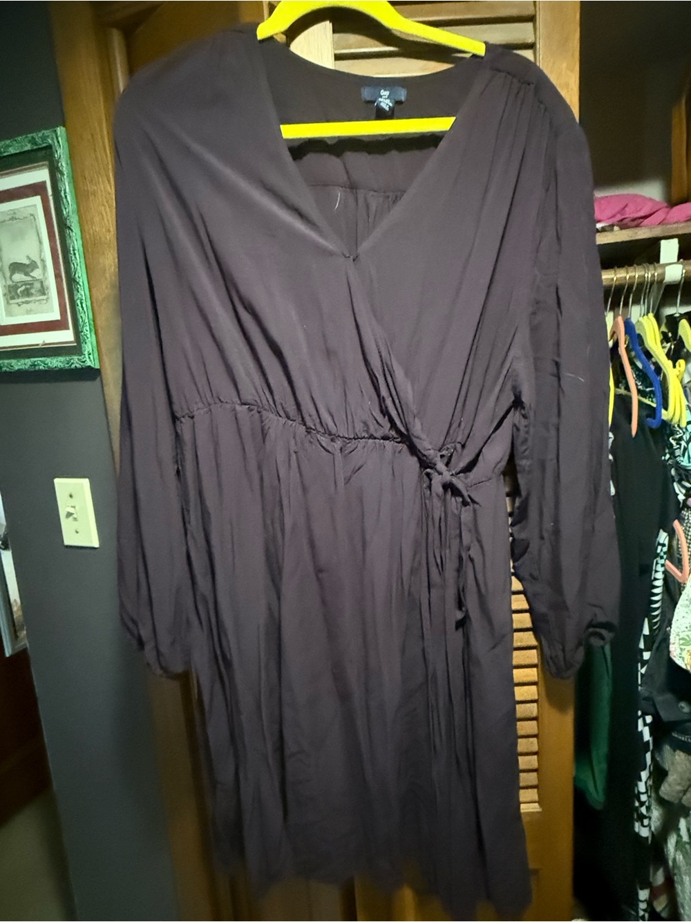 GAP Long Sleeve Wrap Dress - Deep Plum